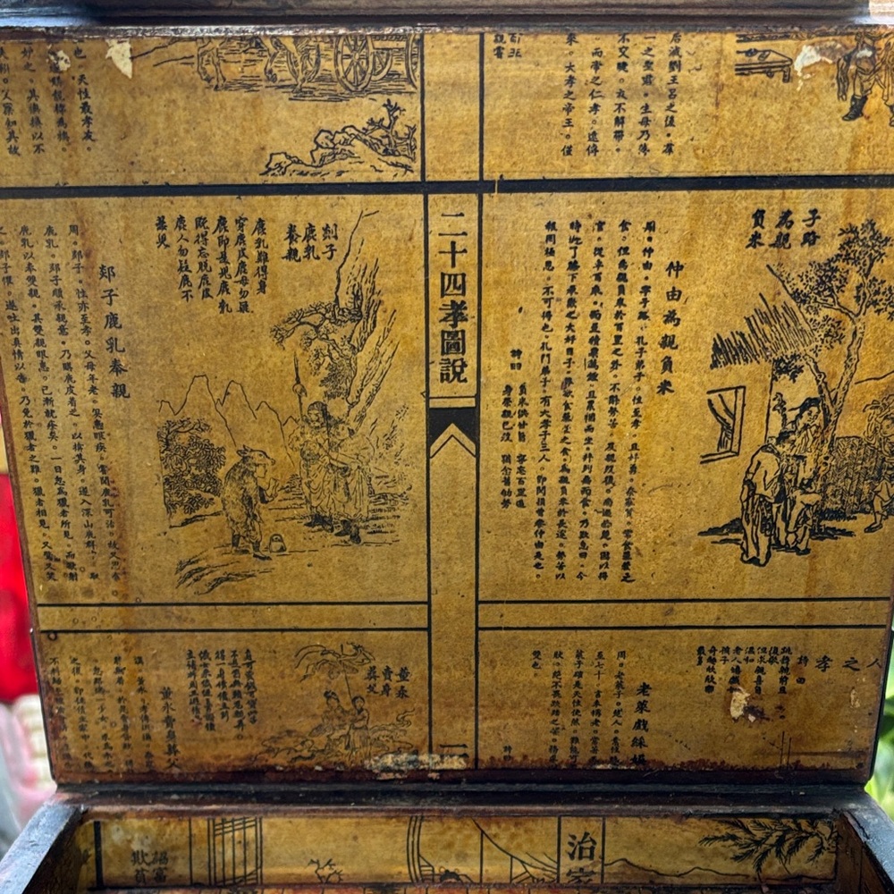 Vintage red lacquered wood Asian style jewelry box - Picture 10 of 17